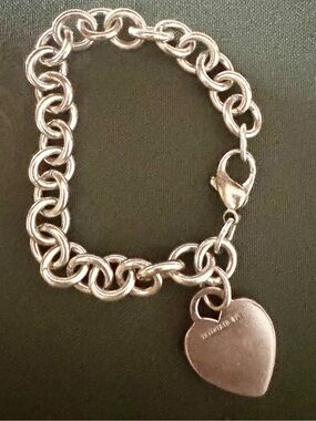 Tiffany & Co. Sterling Silver Heart Tag Charm Bracelet